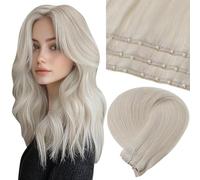 LaaVoo Extension Capelli Veri Tessitura Microbead Biondi 50 cm 50g Extension Micro Beaded Weft Capelli Veri Umani Naturali #60