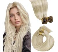 LaaVoo Extension Cheratina Capelli Veri Biondo Candido 35cm 40g 50 Ciocche, U Tip pre bonded, Invisibili e Naturali, per Uso Quotidiano #613