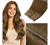 LaaVoo Extension di capelli naturali Butterfly #8 - 40 cm - 50 | Extensions di tessitura farfalla in capelli umani marroni senza cuciture invisibili per parchi, giardini e lunghe passeggiate