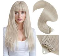 LaaVoo Extension Microring Capelli Veri Biondo Platino 40cm | 50g 50 ciocche, Capelli Remy, Leggeri e Invisibili, per Sposa e Matrimonio, Colore 60