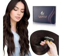 LaaVoo Extension Nano Ring Capelli Veri 45cm Castano Scuro Extension Capelli Veri Nano Remy Invisible Estensione Dei Capelli Umani Nano 50g 50ciocche #2