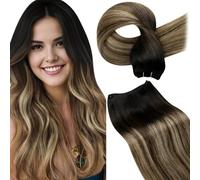 LaaVoo Extension Tessitura Capelli Veri 50cm 100g Nero Naturale a Marrone con Biondo Caramello Extension Capelli Veri Tessitura Umani Lisci Remy #1b/4/27