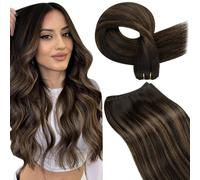 LaaVoo Extension Tessitura Capelli Veri 60cm 100g Balayage Marrone Extension Capelli Veri Tessitura Remy Umani Lisci Castano Scuro Balayage Marrone Chiaro #2/8/2