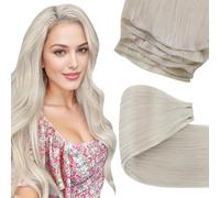 LaaVoo Extension Tessitura Capelli Veri Geniale Weft Ultra Sottile Aggiornata, Remy Lisci Biondo Platino 40cm 50g, Leggere e Invisibili per Volume e Lunghezza, Feste e Quotidiano #60