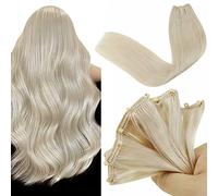LaaVoo Extension Tessitura Capelli Veri Micro Beaded Weft 40cm 50g Biondo Platino, Leggere e Invisibili, Micro Beads, Volume e Lunghezza, Feste e Quotidiano #60