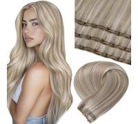 LaaVoo Extension Tessitura Capelli Veri Micro Beaded Weft 50cm 50g Biondo Scuro Highlight, Leggere e Invisibili, Micro Beads, Volume e Lunghezza, Feste e Quotidiano #18/613