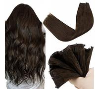 LaaVoo Extension Tessitura Capelli Veri Micro Beaded Weft 50cm 50g Marrone Cioccolato, Leggere e Invisibili, Micro Beads, Volume e Lunghezza, Feste e Quotidiano #4