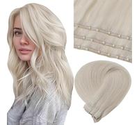 LaaVoo Extension Tessitura Capelli Veri Micro Beaded Weft 55cm 50g Biondo Platino, Leggere e Invisibili, Micro Beads, Volume e Lunghezza, Feste e Quotidiano #60