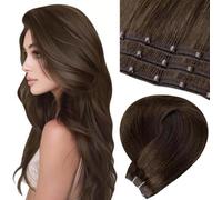 LaaVoo Extension Tessitura Capelli Veri Micro Beaded Weft 55cm 50g Marrone Cioccolato, Leggere e Invisibili, Micro Beads, Volume e Lunghezza, Feste e Quotidiano #4