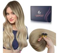LaaVoo Nano Ring Extension Capelli Veri Balayage Biondo Extension Nano Capelli Veri Remy Invisible Marrone Chiaro a Biondo Cenere e Bionda Platino 45cm 100g 100ciocche #8/18/60