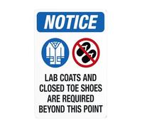 Lab Coats and Closed Toe Shoes Are Required Beyond This Point, cartello di avvertimento in metallo, poster di sicurezza per strada, strada, casa, lavoro, decorazione da parete, 30,5 x 20,3 cm