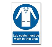 Lab Coats Must Be Worn In This Area Cartello Obbligatorio Dispositivi di Protezione Personale Metallo Targa in Latta 20,3 x 30,5 cm per Serie Industriali e Commerciali