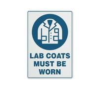 Lab Coats Must Be Worn Sign For Business 8" X12" antiruggine alluminio UV stampato