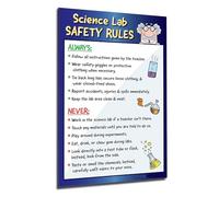Lab Rules Poster Science Laboratory Safety Guidelines for Middle High School Classroom Decor Chemistry Biology Educational Wall Art STEM Teacher Supplies(Unframed,12x18inch(30x45cm))