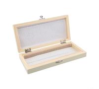 Lab Slide Holder Box 50 Posti con Fermo Ferro (50 pezzi) | Struttura in legno naturale, meccanismo di chiusura sicuro, previene fuoriuscite, protegge l'integrità dello scivolo