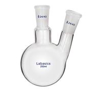Labasics 250ml RBF Pallone Vetro Laboratorio a 2 Angolato Colli, 2 Neck Round Bottom Flask con Giunto Esterno Conico Standard 24/40-250ml