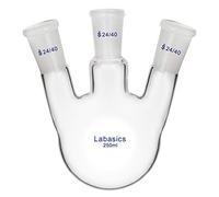 Labasics 250ml RBF Pallone Vetro Laboratorio a 3 Angolato Colli, 3 Neck Round Bottom Flask con Giunto Esterno Conico Standard 24/40-250ml