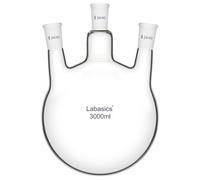 Labasics 3000ml RBF Pallone Vetro Laboratorio a 3 Angolato Colli, 3 Neck Round Bottom Flask con Giunto Esterno Conico Standard 24/40-3000ml