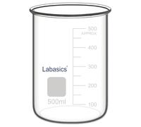 Labasics Becher in Vetro Borosilicato senza Beccuccio, Recipiente Resistente Agli Sversamenti per Miscelazione e Conservazione in Laboratorio, 500 ml