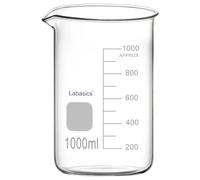 Labasics Bicchiere di Vetro, 1 Confezione, Bicchiere di Vetro Borosilicato a Forma Bassa Graduato Griffin con Beccuccio Versatore, 1000 ml, Resistenza ad Alta Temperatura, Uso in Laboratorio