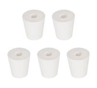 Labasics Set da 5 Tappi in Gomma #4 con Foro Singolo, Tappi Conici Bianchi con Foro da 6 mm, Ideali per Vetro da Laboratorio, Esperimenti e Chiusura Sicura
