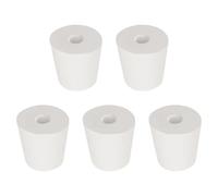 Labasics Set da 5 Tappi in Gomma #5 con Foro Singolo, Tappi Conici Bianchi con Foro da 6 mm, Ideali per Vetro da Laboratorio, Esperimenti e Chiusura Sicura