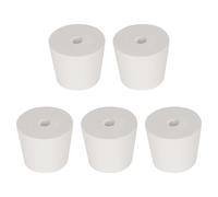 Labasics Set da 5 Tappi in Gomma #7 con Foro Singolo, Tappi Conici Bianchi con Foro da 6 mm, Ideali per Vetro da Laboratorio, Esperimenti e Chiusura Sicura