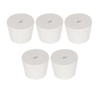 Labasics Set da 5 Tappi in Gomma #8 con Foro Singolo, Tappi Conici Bianchi con Foro da 6 mm, Ideali per Vetro da Laboratorio, Esperimenti e Chiusura Sicura