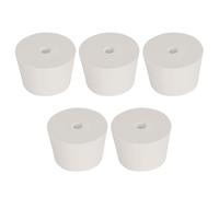 Labasics Set da 5 Tappi in Gomma #9 con Foro Singolo, Tappi Conici Bianchi con Foro da 6 mm, Ideali per Vetro da Laboratorio, Esperimenti e Chiusura Sicura