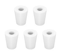 Labasics Set da 5 Tappi in Silicone #2, Conici Bianchi con Foro da 8 mm, Tappi Riutilizzabili per Vetro da Laboratorio, Chiusura Ermetica e Esperimenti
