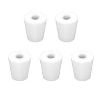 Labasics Set da 5 Tappi in Silicone #4, Conici Bianchi con Foro da 8 mm, Tappi Riutilizzabili per Vetro da Laboratorio, Chiusura Ermetica e Esperimenti