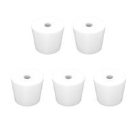 Labasics Set da 5 Tappi in Silicone #7, Conici Bianchi con Foro da 8 mm, Tappi Riutilizzabili per Vetro da Laboratorio, Chiusura Ermetica e Esperimenti