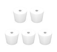 Labasics Set da 5 Tappi in Silicone #8, Conici Bianchi con Foro da 8 mm, Tappi Riutilizzabili per Vetro da Laboratorio, Chiusura Ermetica e Esperimenti