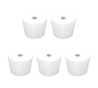 Labasics Set da 5 Tappi in Silicone #9, Conici Bianchi con Foro da 8 mm, Tappi Riutilizzabili per Vetro da Laboratorio, Chiusura Ermetica e Esperimenti