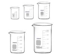 Labasics Set di Becher in Vetro per Laboratorio, Vetro Borosilicato Becher Griffin Graduati a Forma Bassa in 5 Dimensioni, 50ml/100ml/250ml/500ml/500ml/1000ml(1L), Confezione Combinata