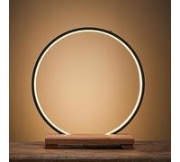 Labasuan Altare da tavolo con anello luminoso a LED e lampada regolabile a 3 colori, mobiletto buddista in legno da tavolo, altare da meditazione per statue e offerte(Black,25cm/9.8in)