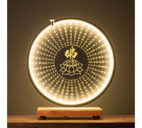 Labasuan Altare Zen con illuminazione a LED per Buddha, altare da scrivania in legno con Scritture e incenso a riflusso, altare da meditazione compatto con base rialzata, per l'arredamento(A)