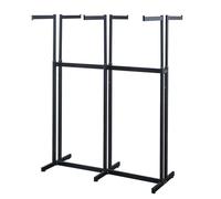 Labasuan Appendiabiti in metallo a 6 bracci, da terra, regolabile in altezza da 114 cm a 160 cm, robusto espositore per abbigliamento da negozio, con struttura in tubi quadrati(Black)