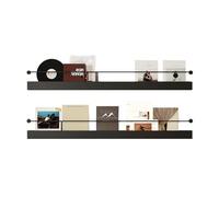 Labasuan Black Magazine Holder Wall Mounted, Modern Minimalist Magazine Metal Iron Rack with Baffles, Floating Bookshelf, for Kids Room, Bedroom, Office & Home Decor(2Pcs,90cm)
