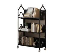 Labasuan Carrelli porta libri in metallo con ruote girevoli a 360°, carrello creativo per biblioteca, ripiani inclinati a W, libreria in ferro per riporre opere d'arte(White,3 layers)