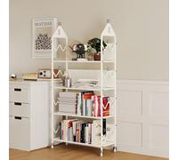 Labasuan Carrelli porta libri in metallo con ruote girevoli a 360°, carrello creativo per biblioteca, ripiani inclinati a W, libreria in ferro per riporre opere d'arte(Black,4 layers)