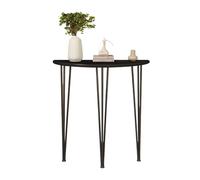 Labasuan Consolle a mezzaluna in stile Mid-Century Modern, tavolino da ingresso stretto a 3 gambe, tavolino in legno massello, per ingresso, foyer, soggiorno, facile da montare(Black,60cm)