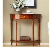 Labasuan Consolle in Legno a Mezzaluna con cassetto e ripiano Inferiore, Tavolo da Ingresso Vintage, tavolino con Doppio Piano portaoggetti per corridoio e Soggiorno(60x30x80cm)