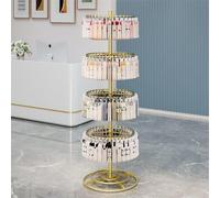 Labasuan Espositore girevole a 360° a 4 ripiani, espositore per espositori con base stabile, appendiabiti in metallo con spaziatura regolabile, per intimo e negozi al dettaglio(Gold)