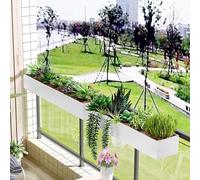 Labasuan Fioriera Sospesa Moderna in Metallo per Ringhiere da Balcone, Cassetta Decorativa Bianca per Finestre con Ganci,Vasi per Interni ed Esterni(120cm/47.2in)