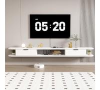 Labasuan Mobile TV sospeso con 2 cassetti e ripiano aperto, console multimediale in legno da parete, mensola per intrattenimento multimediale sotto la TV per TV da 32-65 pollici(B,63IN/160CM)