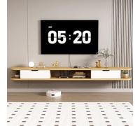 Labasuan Mobile TV sospeso con 2 cassetti e ripiano aperto, console multimediale in legno da parete, mensola per intrattenimento multimediale sotto la TV per TV da 32-65 pollici(A,39.3IN/100CM)