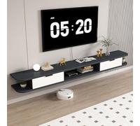 Labasuan Mobile TV sospeso moderno da 162,9 cm, mensole da parete in legno con cassetti e ripiano aperto, mensola salvaspazio sotto la TV, per camera da letto e soggiorno(Dark Gray)