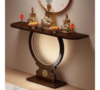 Labasuan Mobiletto altare Buddha in bambù, tavolo da meditazione cinese stretto con luce a LED, tavolino lungo multifunzionale, per corridoio, dietro il divano, soggiorno, ingresso