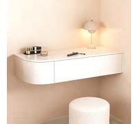 Labasuan Mobiletto da toeletta sospeso a parete, mobiletto da trucco angolare bianco con vano portaoggetti, toletta salvaspazio completamente assemblata per la camera da letto(Right-mount)